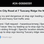 Snow On City Road at 7 Tuscany Ridge Vw NW